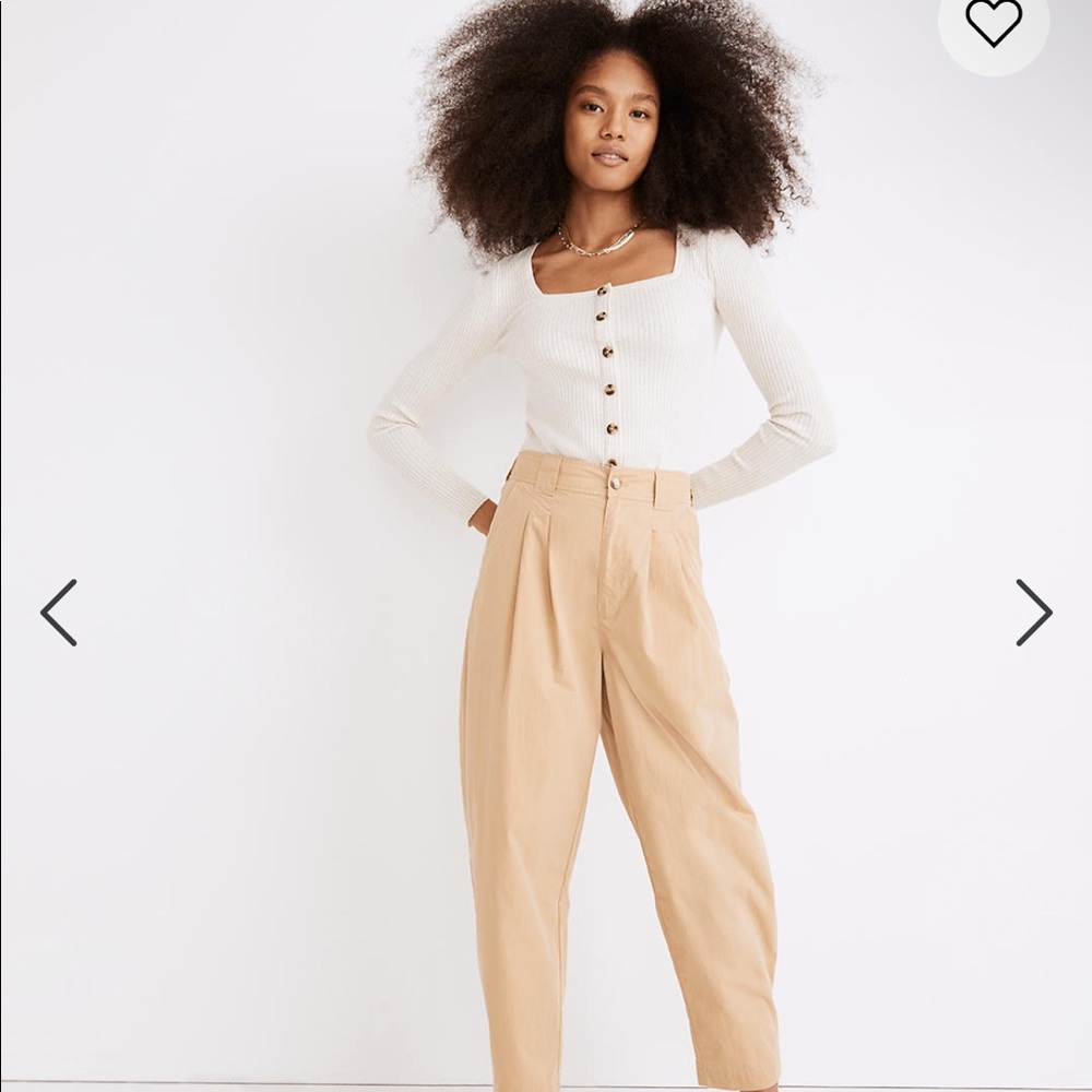 Pleated Pull-On Balloon Pants